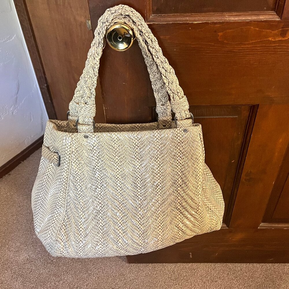 Cole Haan "Laury" Cobra Tote, Cream and Gray - Picture 2 of 14
